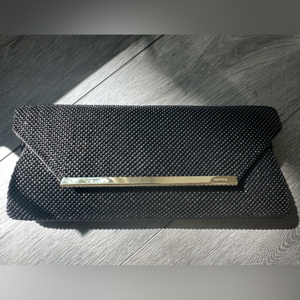 Olga Berg Eloise Mesh Envelope Clutch - Black